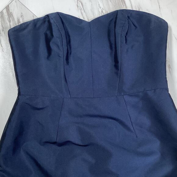 Monique Lhuillier Dress Size 4 Sweetheart Neck Strapless Navy, Wedding Cocktail - Picture 5 of 10